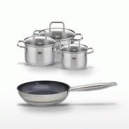 Lot Poêle céramique 28cm Profi Therm Platinum Elo & 3 Faitouts Elo Citrin - gris inox 3176239951851