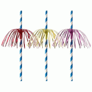 Papstar 50 pailles, papier Ø 6 mm - 20 cm bleu/blanc "Fireworks" - 48239085