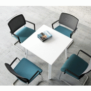 Petite table de réunion carrée Ogi - MDD. - Anthracite, Cacao_0