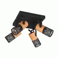 Spot plafonnier 4 lumières - 4x E14 - noir mat et bois - Trio - Tosh - noir 4017807467680 Spot plafonnier 4 lumières - 4x E14 - noir mat et bois - Trio - Tosh - noir 4017807467680