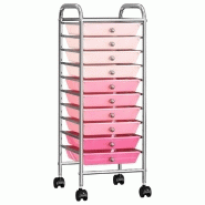 Vidaxl chariot de rangement mobile à 10 tiroirs ombre rose plastique 320404