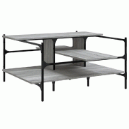 VidaXL Table basse sonoma gris 100x100x48,5 cm bois d'ingénierie Modèle Aurore Horizon - 842314