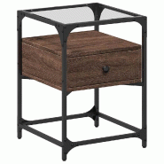 VidaXL Table de chevet chêne marron 40x40x55 cm bois d’ingénierie – Modèle Pétale - 846082