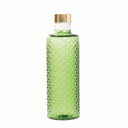 Zafferano Bouteille Artisanale Isolano en Verre Borosilicaté Soufflé Effet Diamant Couleur Vert Pomme avec Deux Bouchons Inclus pour Design Contempo