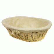 Banneton ovale "Boulangère" osier naturel toile de jute 31x24x9cm - par 20