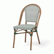 Bistromania Chaise de terrasse LAZARE - Textilène vert et blanc - EA059 Bistromania Chaise de terrasse LAZARE - Textilène vert et blanc - EA059