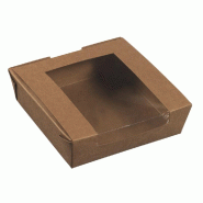 Boite à tartelette Ecokraft carton naturel fenêtre BOPP 14x14x4cm - par 500