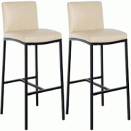 CLP Lot de 2 Tabourets de bar Freeport Crème/Similicuir - beige polyester 327326 CLP Lot de 2 Tabourets de bar Freeport Crème/Similicuir - beige polyester 327326