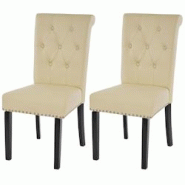 Décoshop26 - 2x chaises de salle à manger chesterfield synthétique crème pieds foncés design moderne et chic 04_0000322 - 3000252368986 Décoshop26 - 2x chaises de salle à manger chesterfield synthétique crème pieds foncés design moderne et chic 04_0000322 - 3000252368986