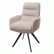 Décoshop26 - Chaise de salle à manger chaise de cuisine pivotante position automatique tissu/textile crème avec accoudoir 04_0006291 - beige 300026