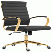 Décoshop26 - Fauteuil de bureau design chic dossier ergonomique en similicuir noir cadre métal doré BUR10709 - noir métal 3000250450669 Décoshop26 - Fauteuil de bureau design chic dossier ergonomique en similicuir noir cadre métal doré BUR10709 - noir métal 3000250450669