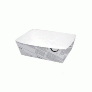 FHC evolupack FHC - 250Pcs - Barquette en carton blanc impression journal 120x70mm H43mm 510ml - FHC210BCNEWS510 FHC evolupack FHC - 250Pcs - Barquette en carton blanc impression journal 120x70mm H43mm 510ml - FHC210BCNEWS510