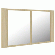 Helloshop26 - Armoire à miroir à led de bain 80 x 12 x 45 acrylique chêne 02_0006748 - 3000367982725