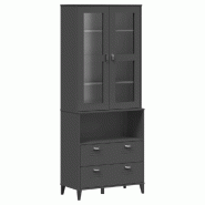 Helloshop26 - Buffet bahut commode armoire meuble de rangement organisateur cuisine salle de séjour salon 80 x 40 x 200 cm bois 02_0036624 - verre 30