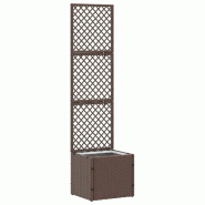 Helloshop26 - Cache-pot de jardin rectangulaire moderne extérieur 35 x 30 x 135 cm en métal marron 02_0047453 - marron métal 3000234787262_0