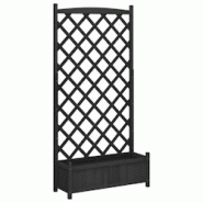 Helloshop26 - Jardinière bac lit surélevé plantes fleurs terrasse jardin avec treillis bois massif de sapin noir 02_0038333 - 3000214210735 Helloshop26 - Jardinière bac lit surélevé plantes fleurs terrasse jardin avec treillis bois massif de sapin noir 02_0038333 - 3000214210735