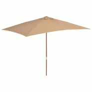 Helloshop26 - Parasol d'extérieur avec mât en bois 200 x 300 cm taupe 02_0008245 - 3000440882720