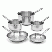 Lot de 3 casseroles 18/20/22 cm et 2 poêles 20/24 cm en inox Fackelmann Rhona - gris inox 3176239913231