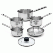 Lot de 4 casseroles 16/18/20/22 cm en inox et 1 poêle à frire 20 cm Fackelmann Rhona - gris inox 3176239913279