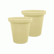 PLAST'UP ROTOMOULAGE Pot de fleurs rond xxl delight 420l- lot de 2 - IVOIRE - beige 0637962082661