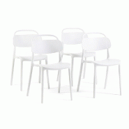 RATTATAN Lot de 4 chaises empilables pour intérieur et extérieur en résine, avec poignée intégrée, pour cuisine, jardin, bar et restaurant - Bre