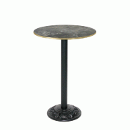 RestooTab - Mange-debout Versailles Ø50cm décor pierre métallisée chants couleur laiton - gris fonte TB-VRSFF-R50M-P.METAL-LAI
