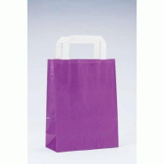 Sac kraft pourpre à poignées plates 18x8x24cm - pack de 50