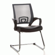 Siège de conférence / Piètement luge VISTO NET V, tissu maille noir / gris, chromé hjh OFFICE - gris plastique 650410