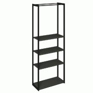Structure Cage noir 90x40x240cm 4 tablettes noir