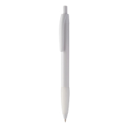 Stylo à bille en plastique - grip en caoutchouc coloré - couleur blanche - encre bleue Stylo à bille en plastique - grip en caoutchouc coloré - couleur blanche - encre bleue
