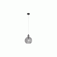 Suspension en verre fumé, design moderne avec structure en métal noir mat, douille E27, diamètre 25 cm, hauteur 182 cm - Perenz - noir 8504 FU