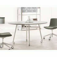Table ronde polyvalente Knot - personnalisable, sur roulettes - diamètre 140 ou 160 cm, H75 cm