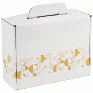 Valisette Carton Rectangulaire Blanc Eclat d'Or 25x19x10cm