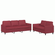 VidaXL Ensemble de canapés 2 pcs et coussins Rouge bordeaux Similicuir Modèle Sirius Signature Plus - 3201763