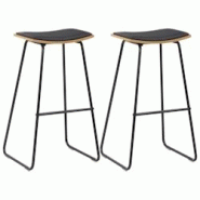 VidaXL Tabourets De Bar Lot De 2 Noir Similicuir - 280078 VidaXL Tabourets De Bar Lot De 2 Noir Similicuir - 280078