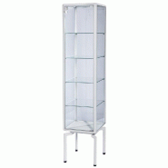 Vitrine cadre alu blanc 40x40x180cm - tablettes réglables et serrure - Gamme Design