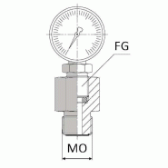Adaptateur mâle ORFS x femelle gaz cylindrique manomètre - 1/2' , 18.63 , 9/16' , 14.28