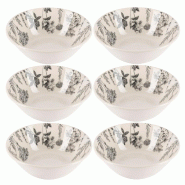 BERGNER - Lot de 6 bols de 500 ml en grès - Flower - multicolore Grès PK10163