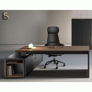 Bureau de manager Sile avec meuble intégré - Bralco - Non, 208, Noyer, Oui, Droite_1