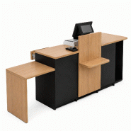 Comptoir caisse 1 poste avec retour (G) dosseret + arche PMR (D) - noir Bois manufacturé 0711