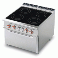 Cuisinière électrique 4 plaques vitrocéramiques avec four électrique statique GN2/1, structure inox, 80x90x90 cm, Modèle CFC4-98ET - 1937