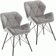 Décoshop26 - Lot de 2 chaises de salle à manger en tissu velours gris couture triangle pieds en métal design Eiffel CDS09334 - gris 3000468569603 Décoshop26 - Lot de 2 chaises de salle à manger en tissu velours gris couture triangle pieds en métal design Eiffel CDS09334 - gris 3000468569603