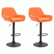 Décoshop26 - Lot de 2 tabourets de bar moderne et confortable en synthétique orange pieds trompette en métal noir TDB10221 - noir 3000891969605 Décoshop26 - Lot de 2 tabourets de bar moderne et confortable en synthétique orange pieds trompette en métal noir TDB10221 - noir 3000891969605
