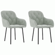 Décoshop26 - Set de 2 chaises de salle à manger en tissu velours gris clair et métal DEC025517 - gris métal 3000255291120