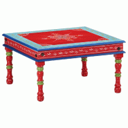 Décoshop26 - Table basse style artisanal et coloré en bois de manguier massif peint à la main Rouge DEC039919 - rouge Bois massif 3000264663413