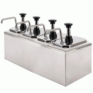 Distributeur de sauce 2 Litres x 4 en inox - Mécanisme de pompage dans le couvercle - Cuistance - gris inox SSPD2LX4_0