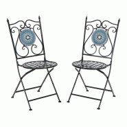 Ensemble de 2 chaises pliantes COSTWAY, mobilier de balcon, mobilier de jardin, siège de jardin (bleu) - bleu métal ZB33460-4