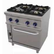 Fourneau 4 feux sur four gaz gn 2/1 Fourneau 4 feux sur four gaz gn 2/1
