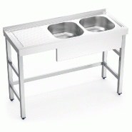 FRICOSMOS Evier avec support 2C,EI 1200x500x850 mm. Dimensions cuve 340x370x150 mm. - inox 050638OST
