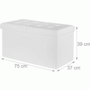 Helloshop26 - Banquette avec espace de rangement à couvercle en cuir artificiel 75 cm blanc 13_0000372 - 3000119168988 Helloshop26 - Banquette avec espace de rangement à couvercle en cuir artificiel 75 cm blanc 13_0000372 - 3000119168988